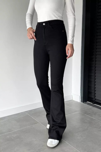 TOZLU Pantaloni de damă din lycra, cu talie înaltă, stil spaniol, din denim