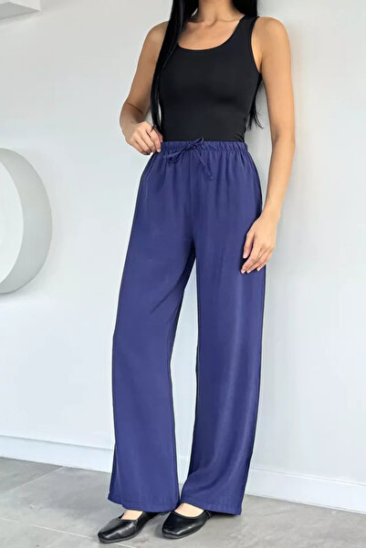 TOZLU Women's Elastic Waist Tencel Fabric Trousers