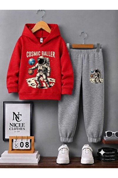 NC Nicee Clothes Детски анцуг унисекс (с принт на космически баскетбол, зимна...
