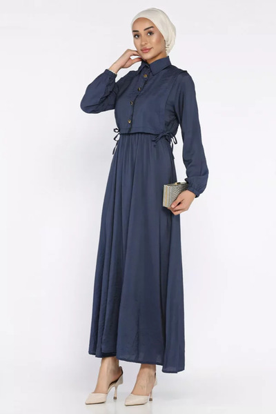 TOZLU Side Tie Blouse Combination Hijab Dress
