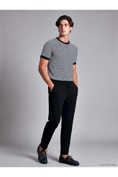 LC Waikiki Black Regular Fit Men's Pleated Trousers