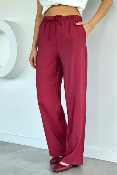 TOZLU Women's Tencel Fabric Pants with Elastic Waist