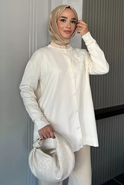 TOZLU Floral Figured Front Buttoned Hijab Knitwear Cardigan (Available in Siz...