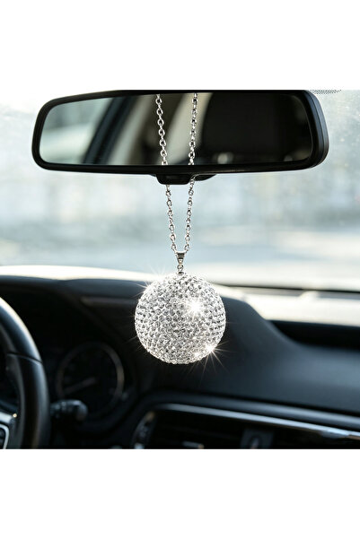 Generic Brand Rhinestone Crystal Ball Car Rearview Mirror Hanging Ornament, N...