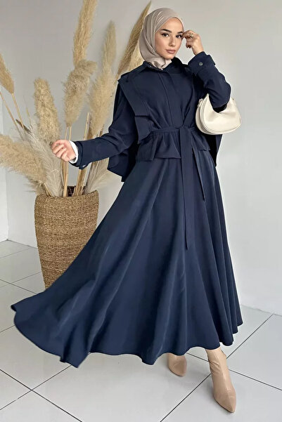 TOZLU Jacket with Cape and Belt, Skirt, Hijab, Two-Piece Set