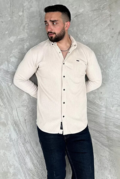 TOZLU Cămașă cu mânecă lungă pentru bărbați material elastic