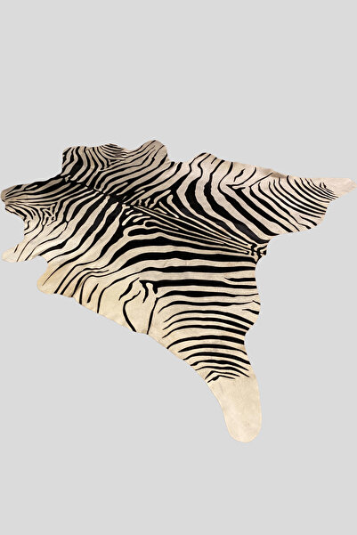 Nuance Atelier Home Hakiki Dana Post Halı - Beyaz Zebra Desen - 200 x 215 cm
