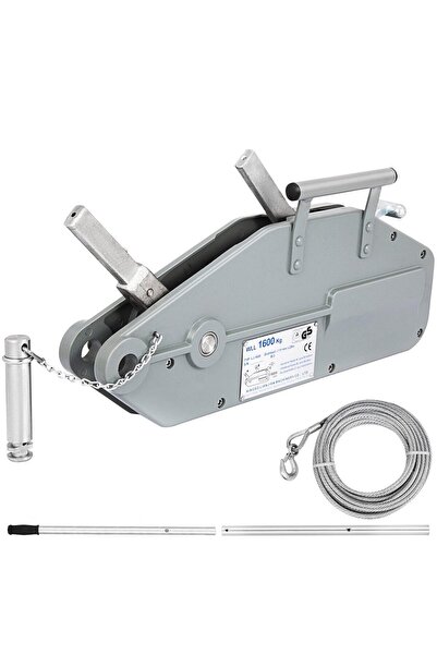 VEVOR Troliu manual orizontal 1600 kg, Lungime cablu 20 m, cablu otel