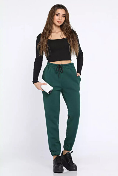 TOZLU Ribbed Three-Thread Elastic Cuffed Jogger Sweatpants
