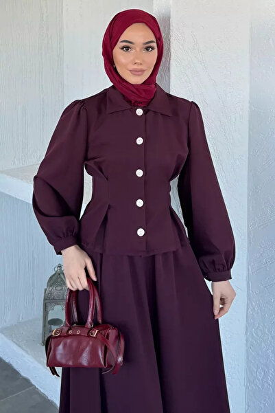 TOZLU Elastic Waist Belt Accessory Skirt Shirt Hijab Double Set
