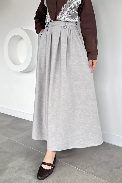 TOZLU Double Belted Pleated Hijab Skirt