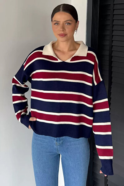 TOZLU Gülseli Women's Striped Knitwear Sweater