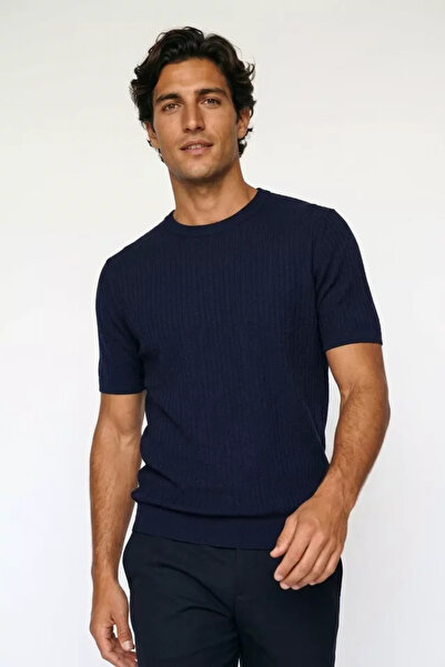 TOZLU Men's Crew Neck Patterned Knitwear T-Shirt