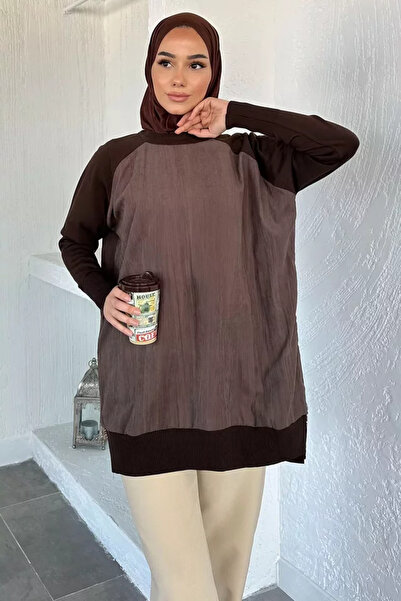 TOZLU Gülseli Side Zipper Detailed Crew Neck Hijab Tunic