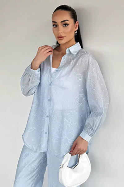 TOZLU Women's Embossed Patterned Shirt