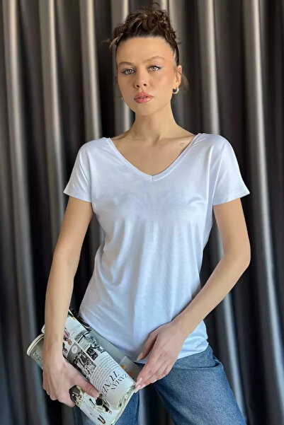 TOZLU Ženska majica sa V-izrezom spreda i sa zadnje strane