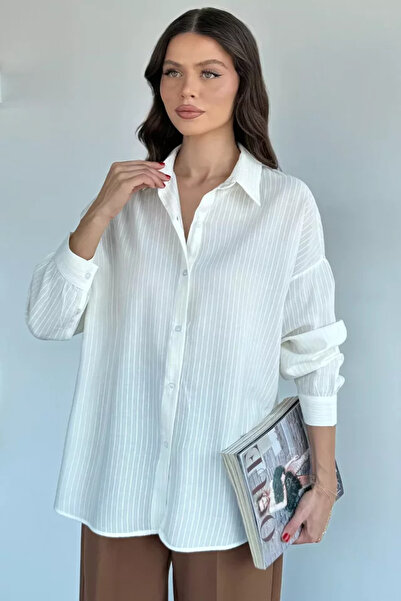 TOZLU Women's Striped Patterned Shirt