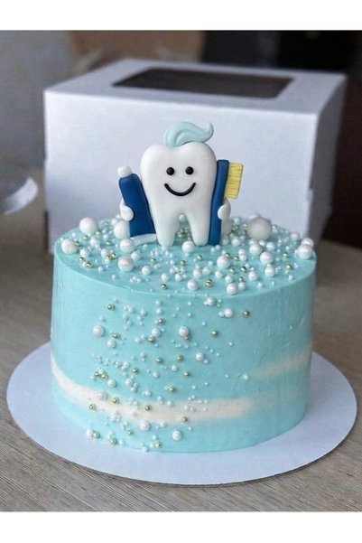 Ca.Gi Handmade My First Tooth Cake Topper, Tooth Wheat Party Cake Decoration / Blue Color - 1 Piece