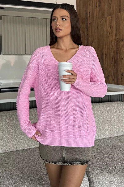 TOZLU Bluză casual din tricot cu decolteu în V (potrivită pentru mărimile S, ...