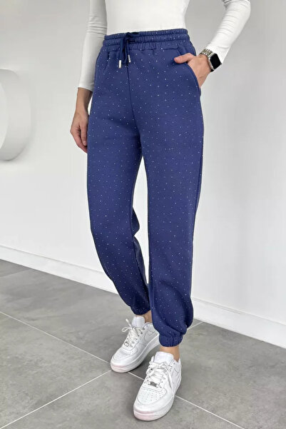 TOZLU Women's High Waist Stone Embroidered Shaded Sweatpants with Elastic Wai...