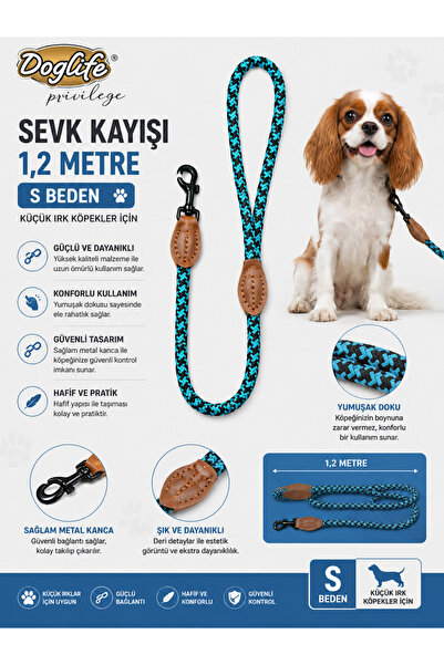 Doglife Dog Life Privilege Köpek Sevk Kayışı 1,2 Metre S Beden Örgü Halat Der...