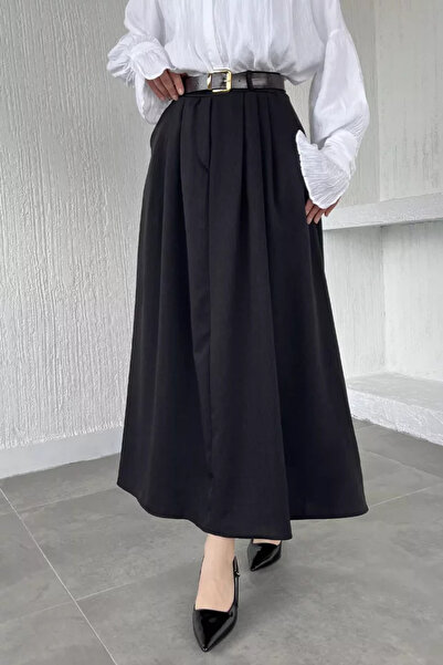 TOZLU Belted Pocketed Hijab Skirt