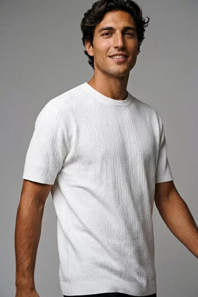 TOZLU Men's Crew Neck Patterned Knitwear T-Shirt