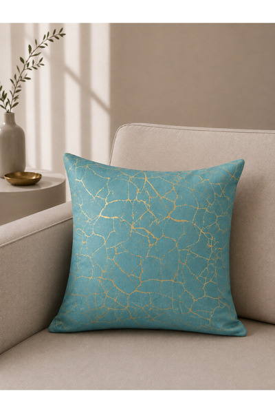 Bumedo Gold Foil Patterned Decorative Single Throw Pillow Cover 43X43 cm