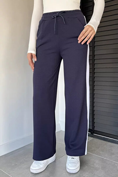 TOZLU Women's High Waist Side Stripe Elastic Waist Palazzo Sweatpants