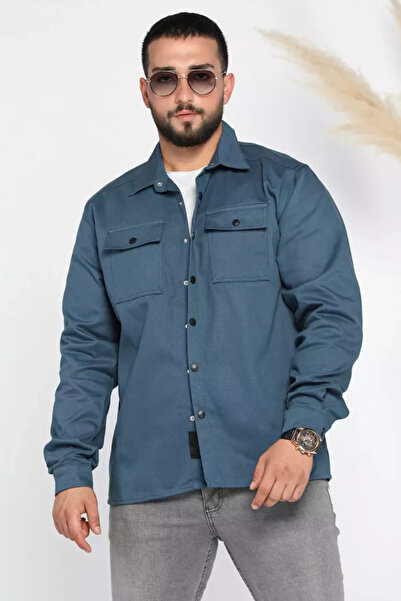 TOZLU Front Snap Denim Jean Men's Shirt