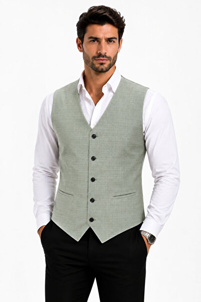 MENTOR REGALO Men's V-Neck Vest Water Green 50303