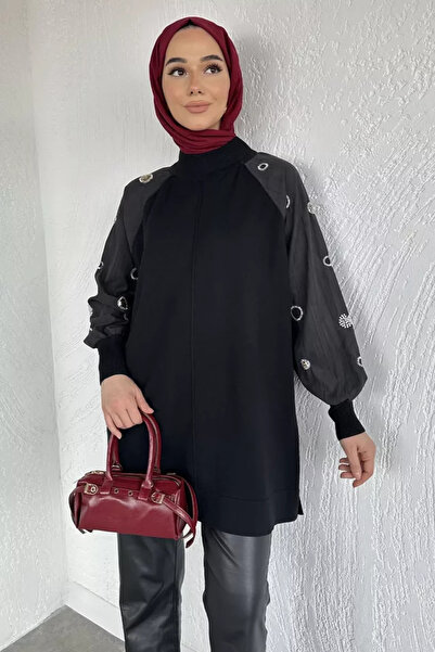 TOZLU Gülseli Stone Detailed Sleeve Hijab Tunic