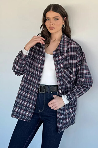 TOZLU Cămașă lejeră cu model în carouri Gülseli pentru femei