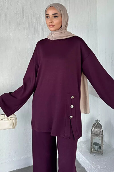 TOZLU Elastic Waist Trousers Tunic Hijab Double Set