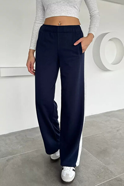 TOZLU Women's Sweatpants with Elastic Waist and Side Stripe Detail