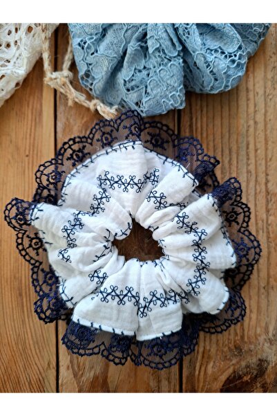 Mufincollection Set of 4 Elastic Lace Detailed Buckles with Lace Details in Muslin, Lace, Brode & Floral Poplin