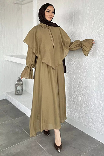 TOZLU Lined Cape Blouse Skirt Hijab Double Set
