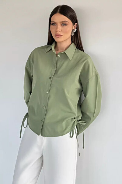 TOZLU Women's Side Tie Detailed Shirt