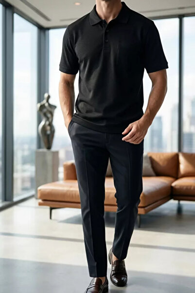 TOZLU Polo Collar T-Shirt with Front Button Pockets