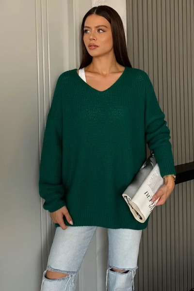 TOZLU Bluză casual din tricot cu decolteu în V (potrivită pentru mărimile S, ...