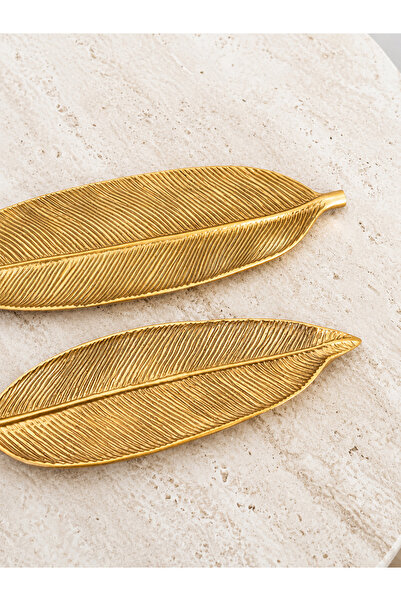 FLAWSOME JEWELRY STORE Dekoratif Yaprak Şekilli İkili Tabak Salon Konsol Masa...