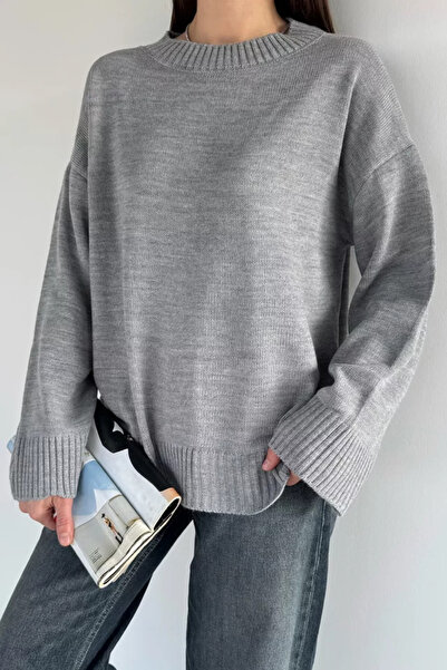 TOZLU Women's Crew Neck Knit Sweater