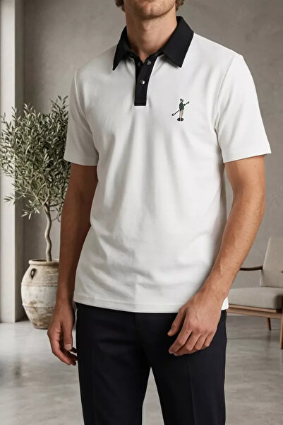TOZLU Men's Polo Neck Embroidered T-Shirt