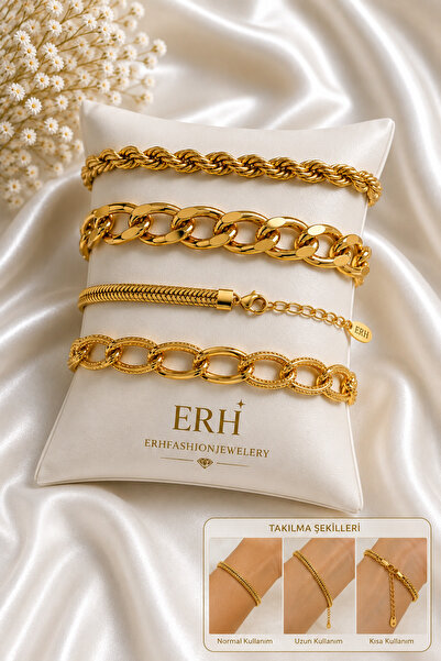 ERH Women's Gold Color Braided Twist Bracelet Stylish Elegant Daily Use