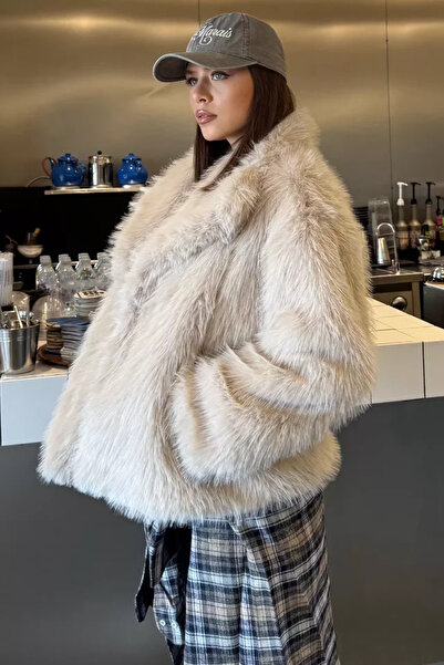 TOZLU Women's Lined Fur Short Coat