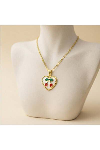 TAKVANOV Steel Cherry Necklace – Gold Color Heart Design |   Gift Stylish Jew...