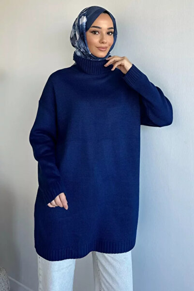 TOZLU Gülseli Turtleneck Slit Hijab Knitwear Tunic