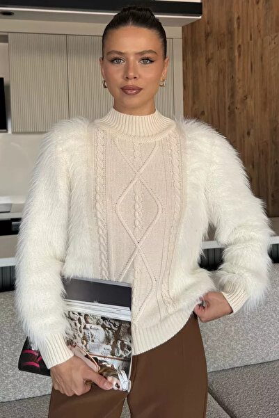 TOZLU Women's Turtleneck Bearded Knitwear Sweater (Available in S-M-L)