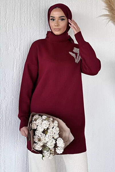 TOZLU Gülseli Stone Embellished Hijab Knitwear Tunic