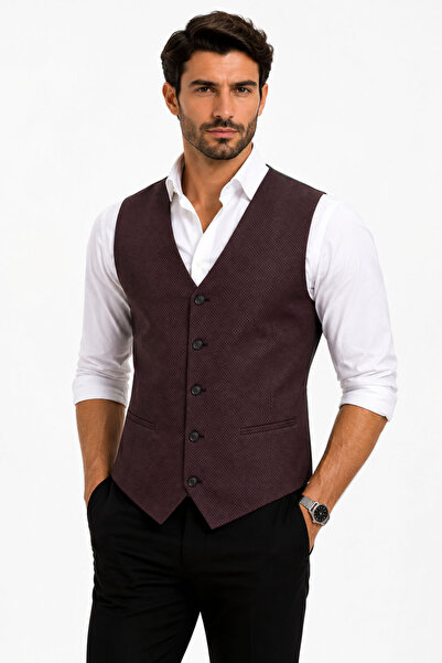MENTOR REGALO Men's V-Neck Vest Bordo with Points 50304